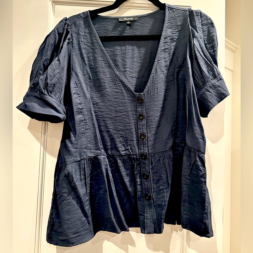 Madewell peplum top navy blue